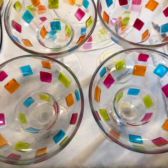 Vintage Colourful Tradewind Bay 4 , 12oz Margarita Glasses with 12” Plate - Picture 12 of 13